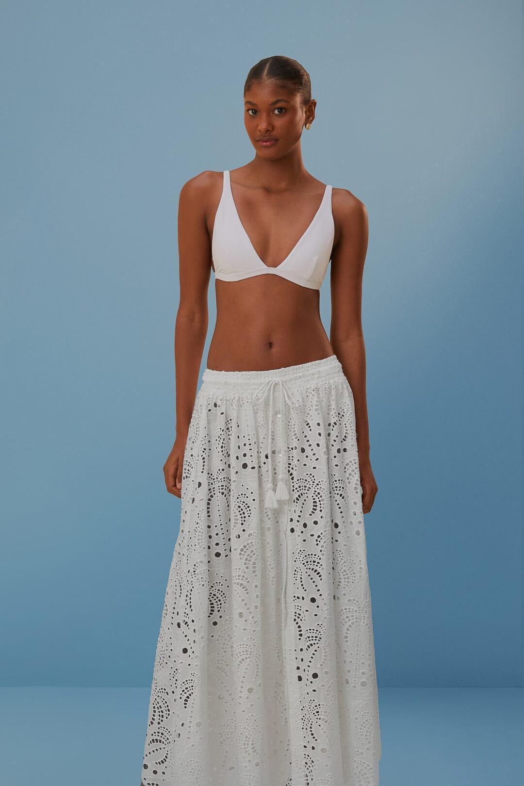 White Eyelet Maxi Skirt Product Image