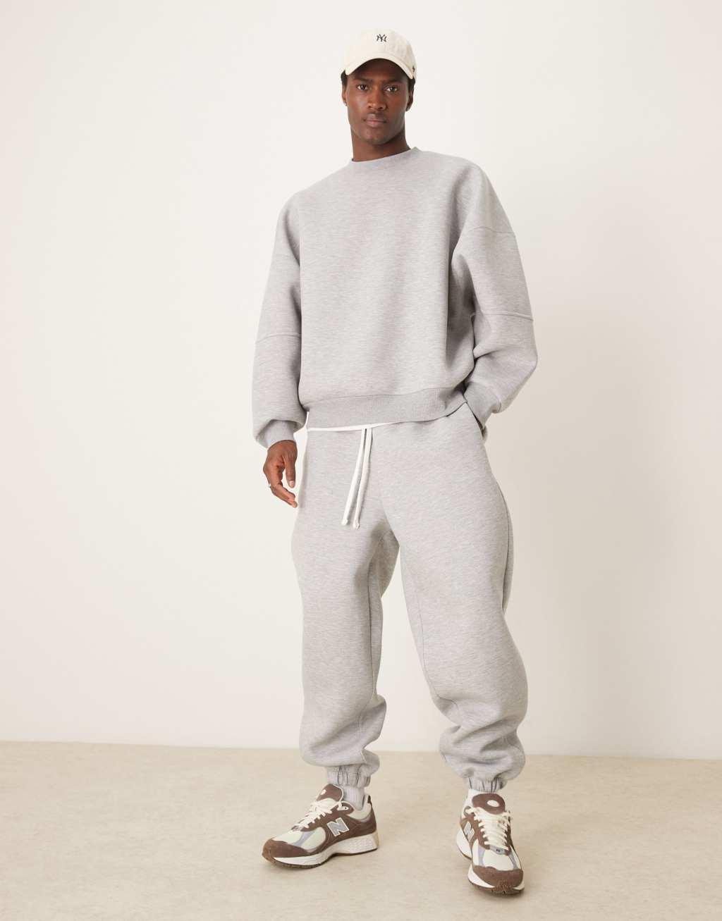 ASOS DESIGN scuba sweatpants with seam detail in gray heather product image