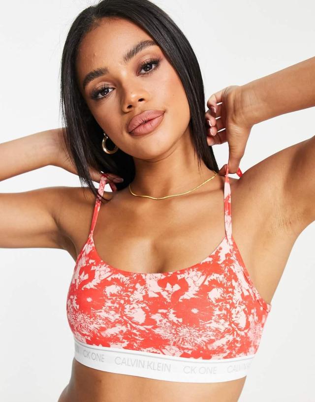 Calvin Klein CK One unlined bralette n pink shell solar floral print Product Image