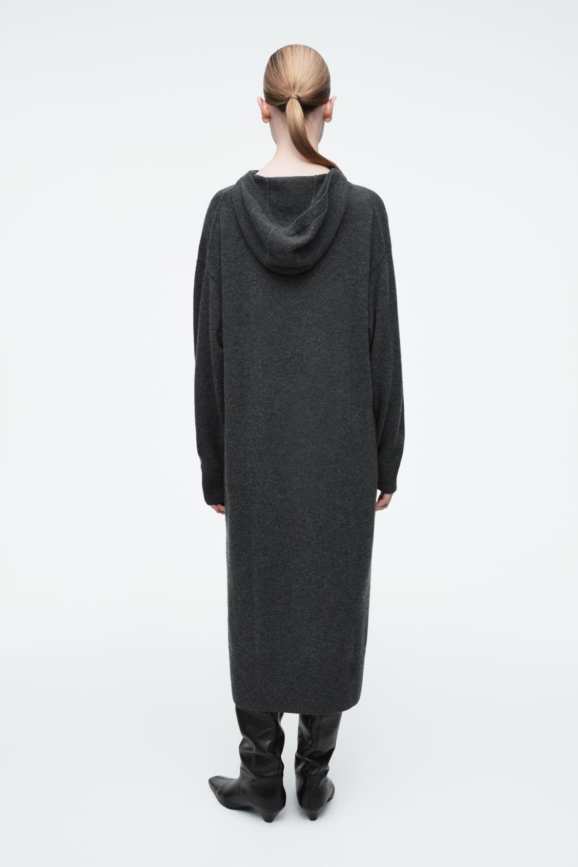 HOODED MERINO WOOL MAXI DRESS Product Image