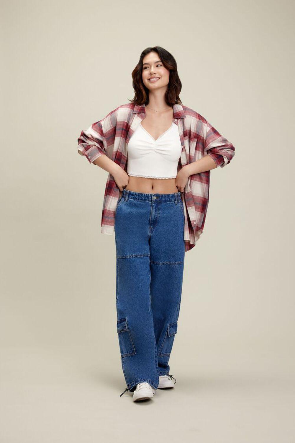 Cargo Denim Parachute Pants | Forever 21 product image