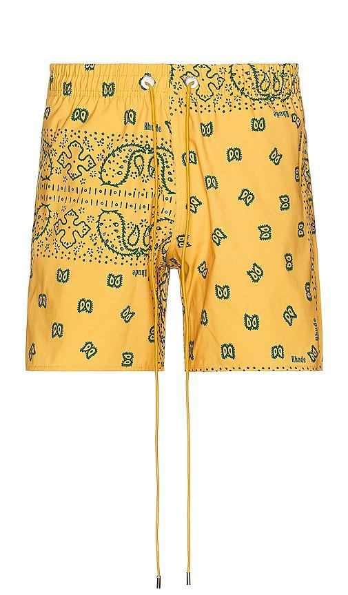 Rhude Bandana Swim Short Yellow. (also in L, M, XL/1X). Product Image