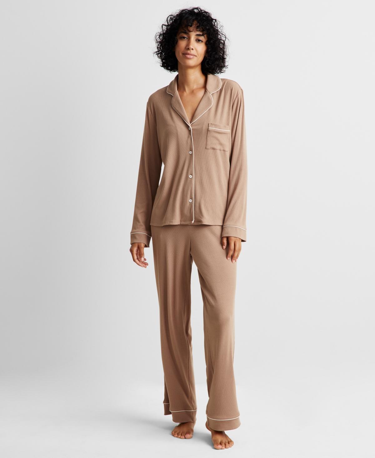 State of Day Womens 2-Pc. Packaged Ribbed Notched-Collar Pajamas Set Xs-3X, Created for Macys Product Image