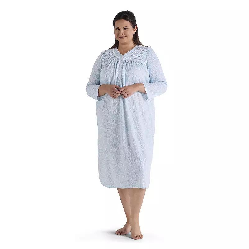 Plus Size Miss Elaine Essentials Honeycomb Long Gown, Womens Product Image