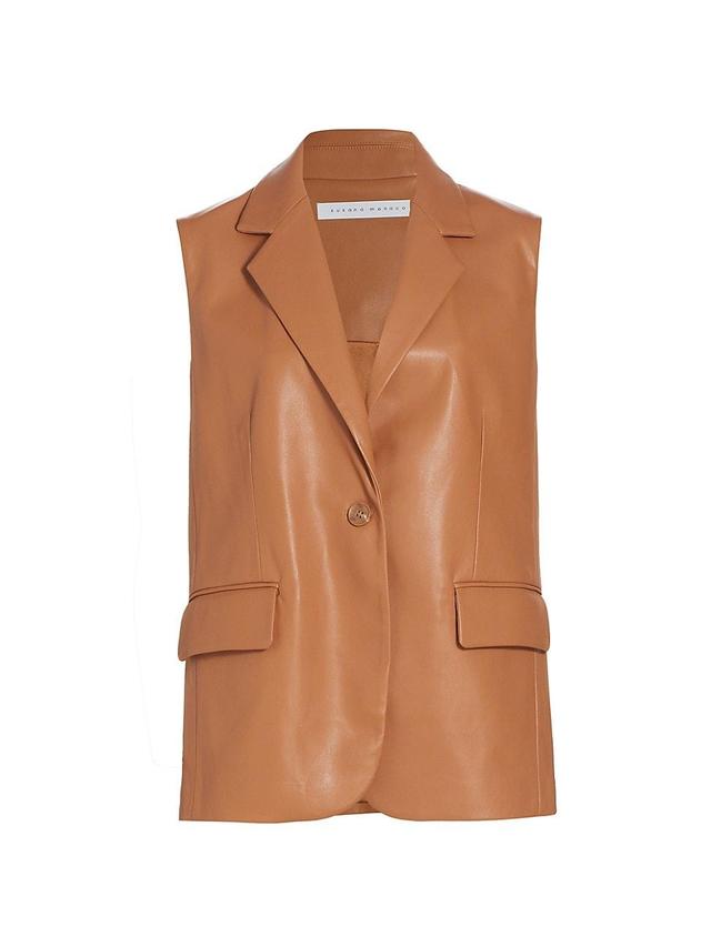 Womens Tailored Faux Leather Blazer Vest Product Image