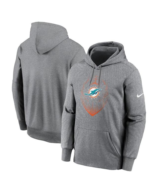 Nike Mens Heather Gray Miami Dolphins Performance Pullover Hoodie Product Image