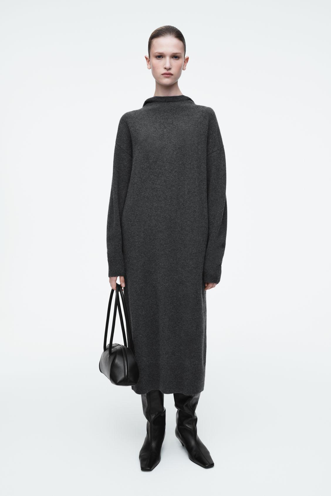 HOODED MERINO WOOL MAXI DRESS Product Image