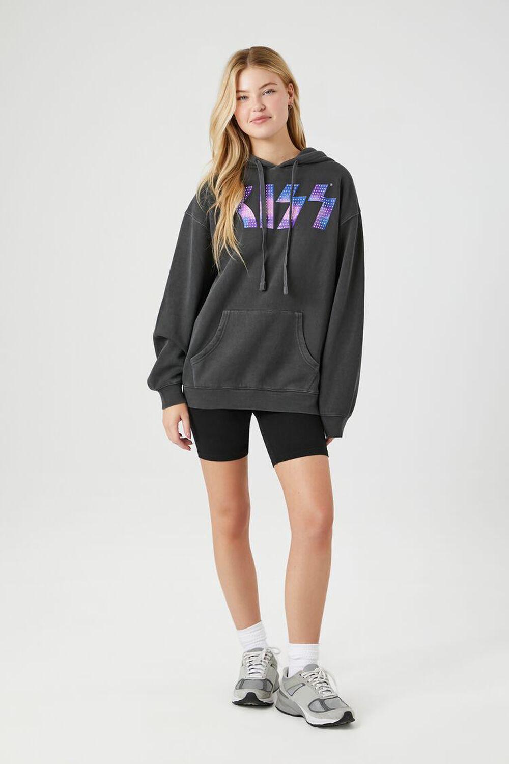 Rhinestone KISS Fleece Graphic Hoodie | Forever 21 Product Image