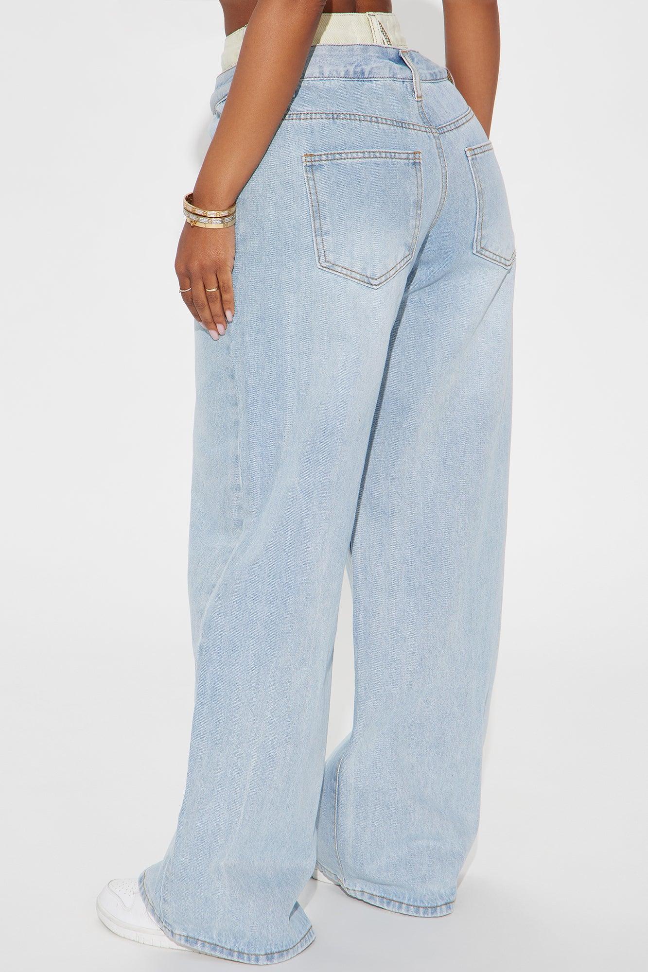 Gone Viral Double Waistband Baggy Jeans - Light Wash Product Image