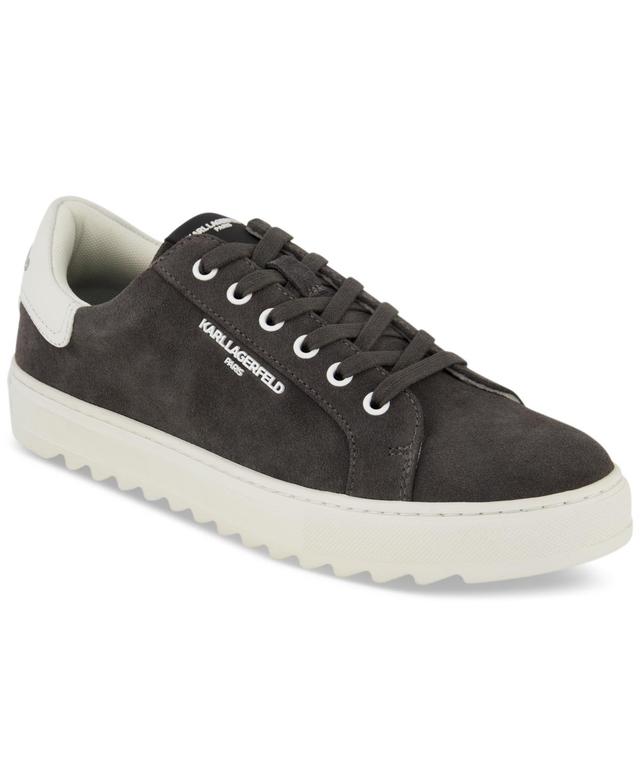 Karl Lagerfeld Paris Mens Suede Plain-Toe with Side White Logo Bit Sneaker Product Image