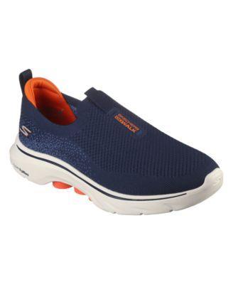 SKECHERS Performance Go Walk 7 (Navy/Orange) Men's Lace-up Boots Product Image