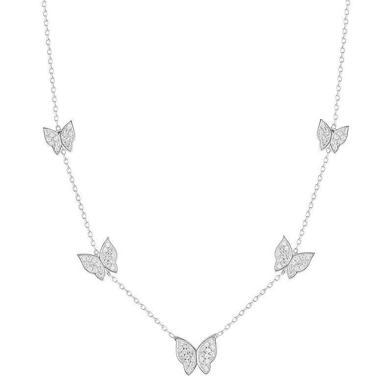 Sunkissed Sterling Cubic Zirconia Butterfly Charm Necklace, Womens, Rose Gold Tone Product Image