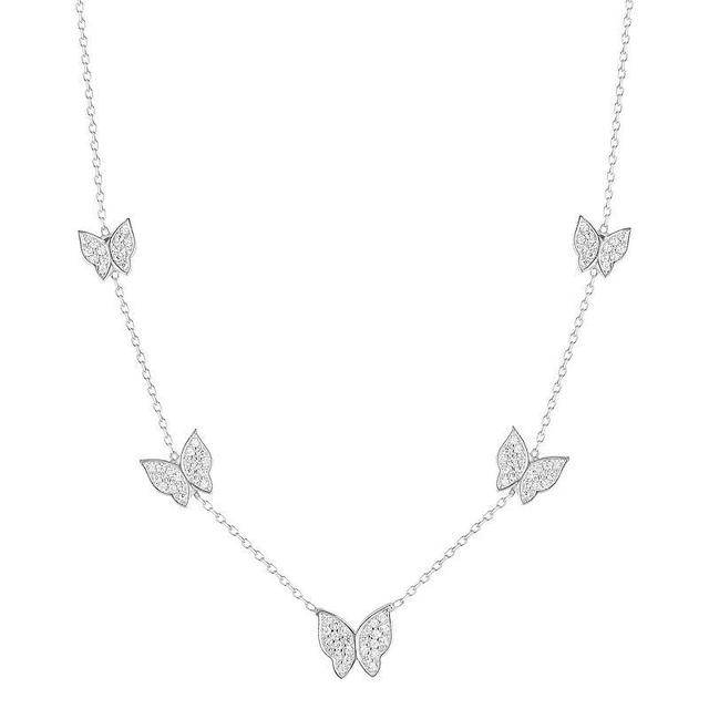 Sunkissed Sterling Cubic Zirconia Butterfly Charm Necklace, Womens, Multicolor Product Image