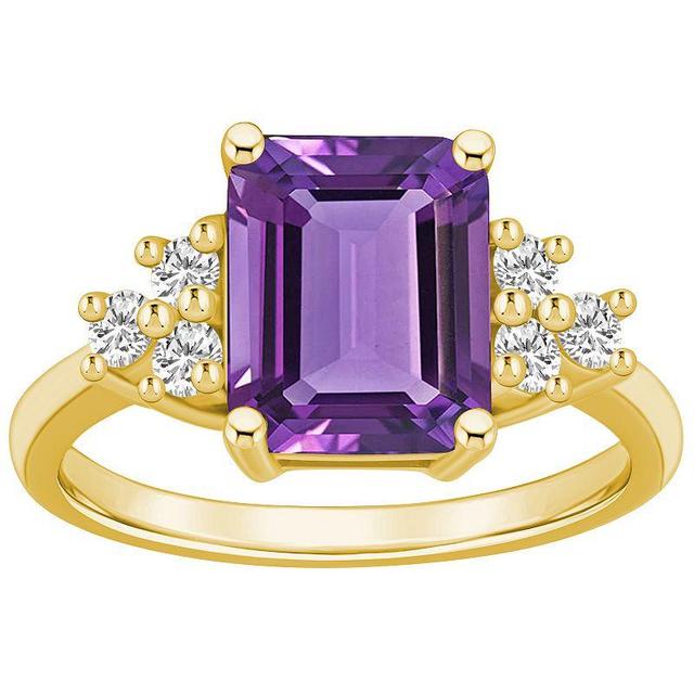 Alyson Layne 14k Gold Emerald-Cut Amethyst & 1/3 Carat T.W. Diamond Ring, Womens Product Image