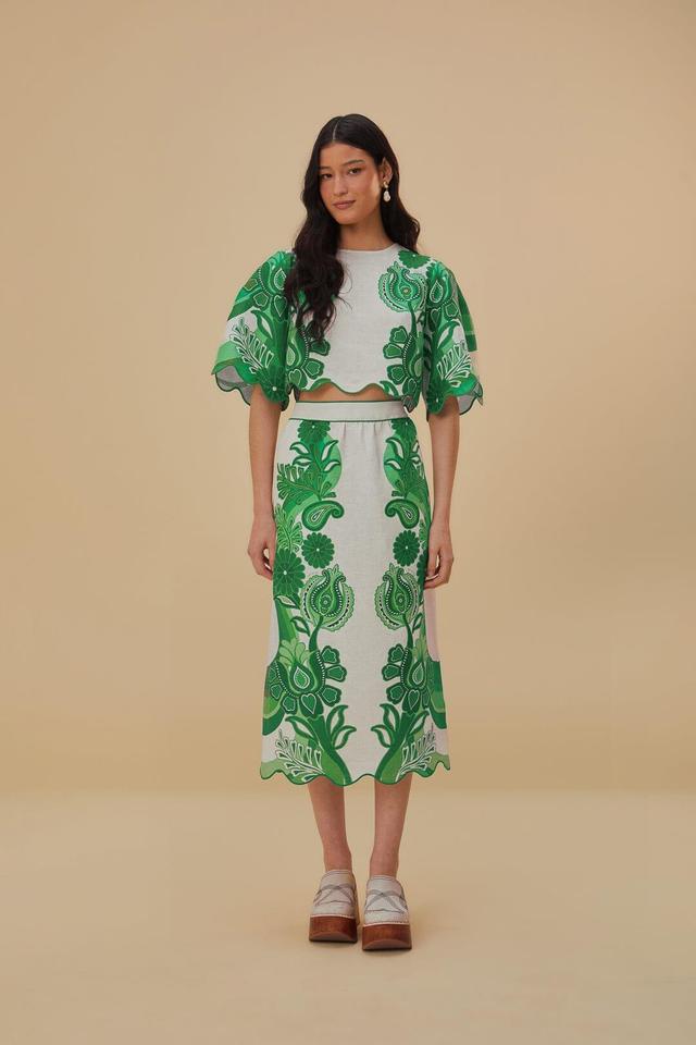 Green Color Festival Euroflax Midi Skirt, COLOR FESTIVAL GREEN / XXS Product Image