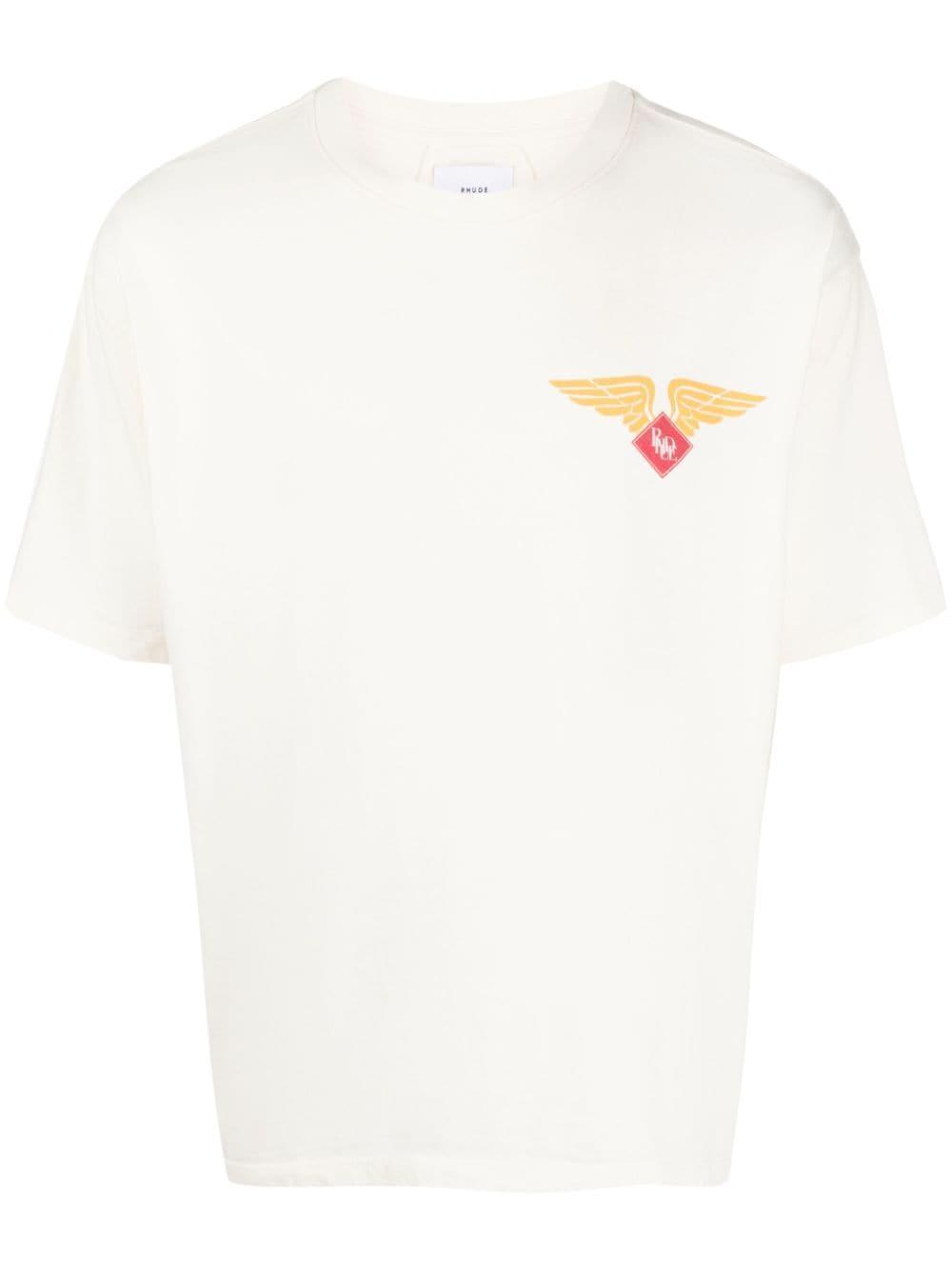 Logo-print Cotton T-shirt In White Product Image