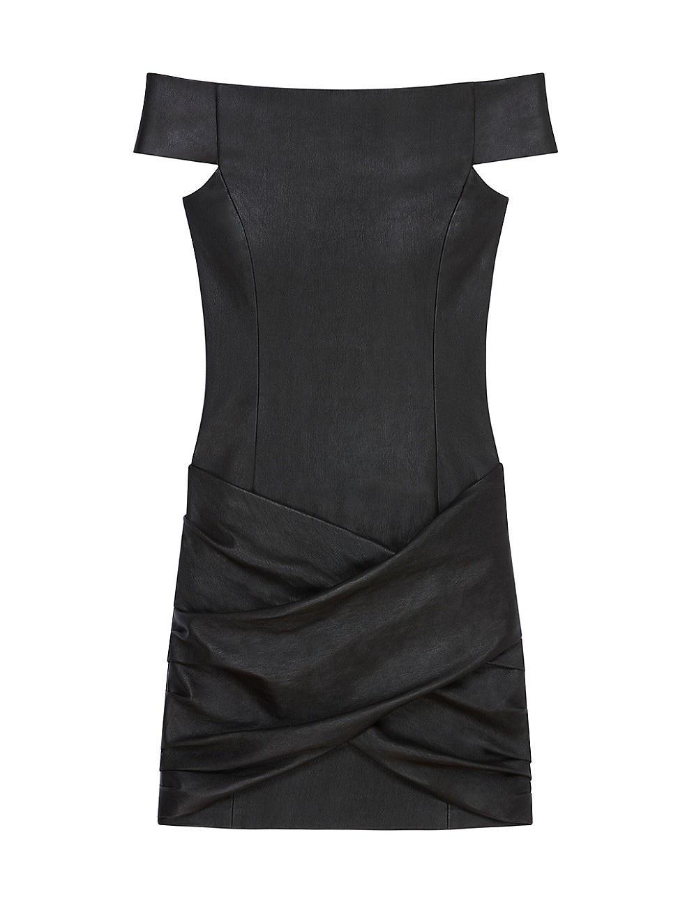 Womens Draped Dress in Leather Product Image