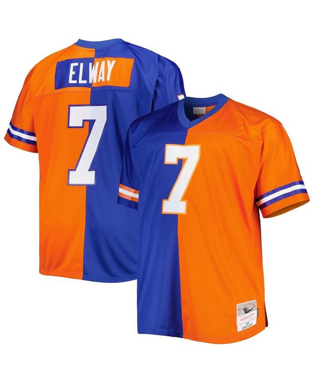 Mens Mitchell & Ness John Elway Royal, Orange Denver Broncos Big and Tall Split Legacy Retired Player Replica Jersey - Royal, Orange Product Image