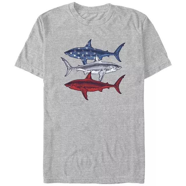 Big & Tall Red And Blue Sharks Graphic Tee, Mens Product Image