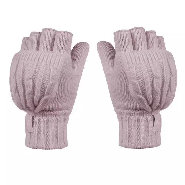 Womens Heat Holders Heatweaver Cable Knit Convertible Mittens, Blue Product Image