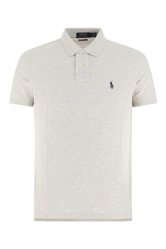 Logo Embroidered Straight Hem Polo Shirt In Grey Product Image