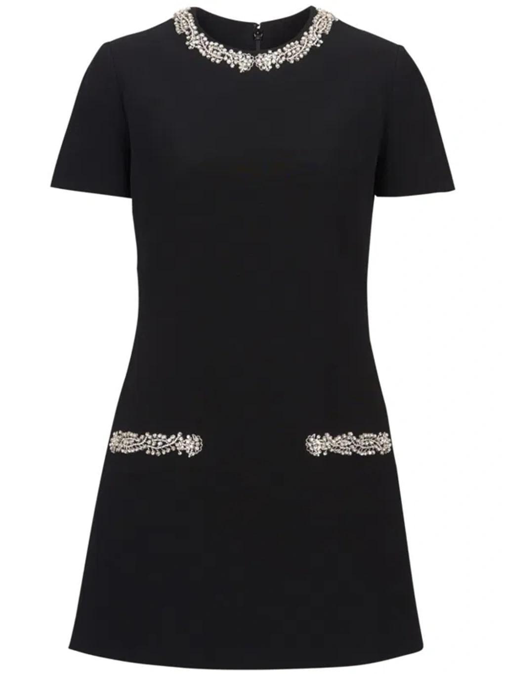 BALMAIN Embroidered Shift Dress In Black Product Image