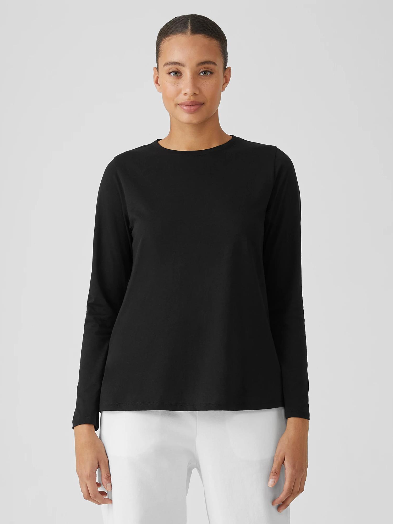 EILEEN FISHER Organic Pima Cotton Jersey Round Neck Topfemale Product Image