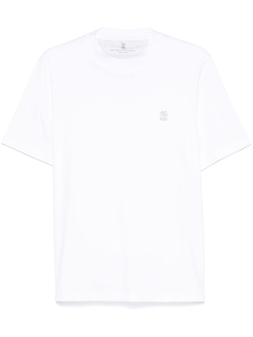 BRUNELLO CUCINELLI Logo-embroidered T-shirt In White Product Image