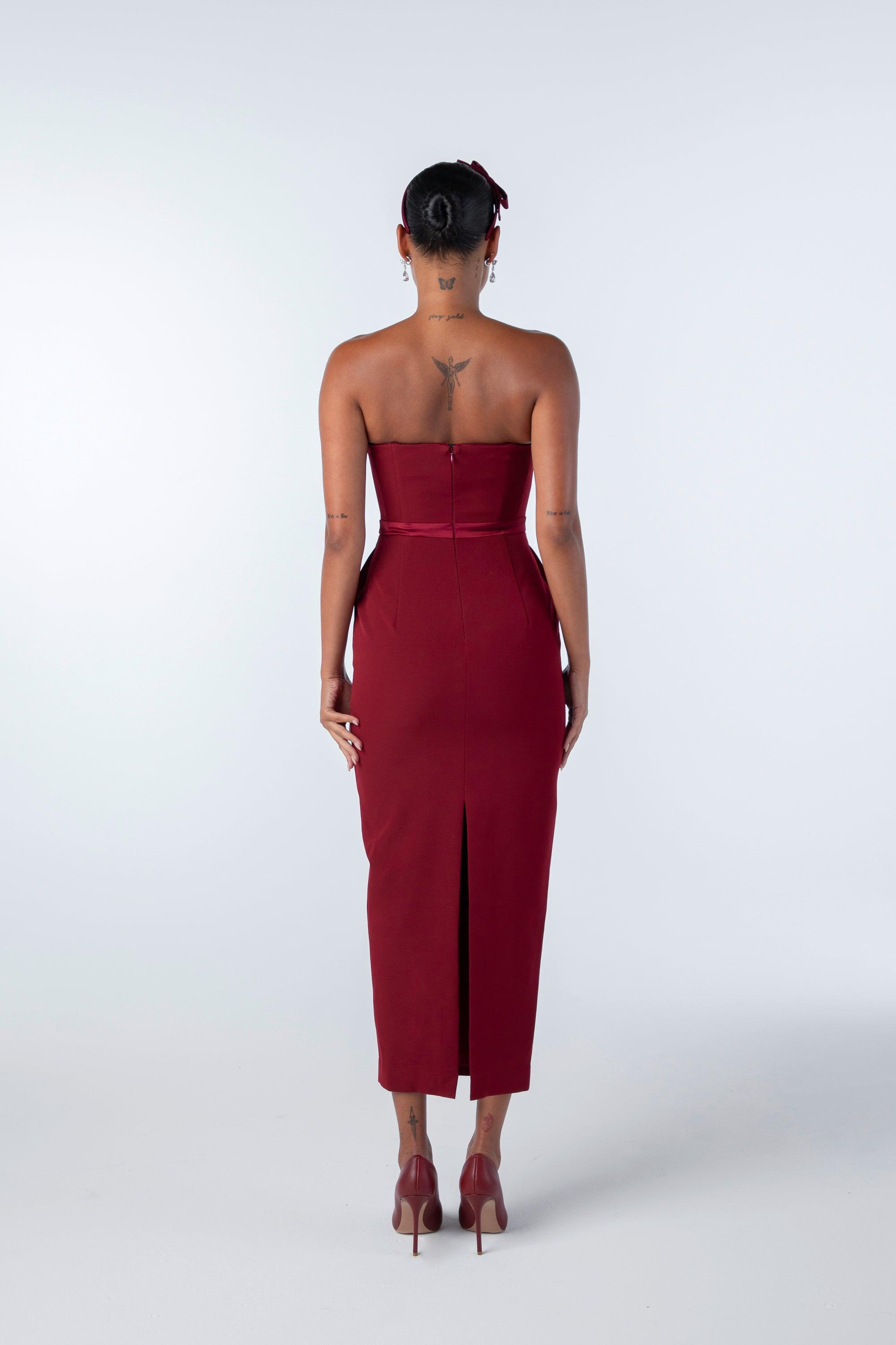 Demi Bow Dress (Red) Product Image