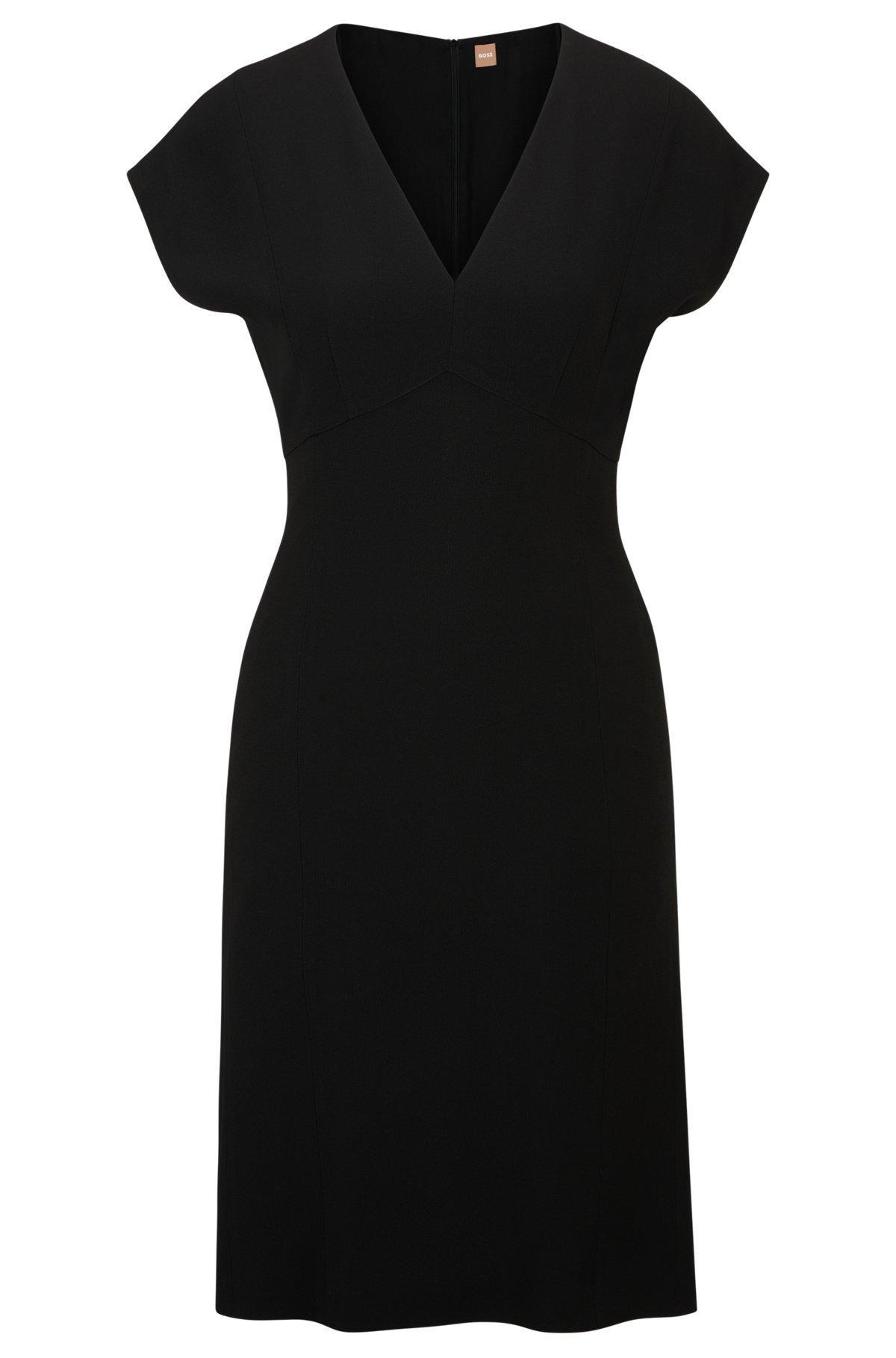 Slim-fit V-neck dress with cap sleeves Product Image