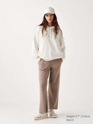 Womens Washable Knit Ribbed Pants Khaki XS UNIQLO US Product Image