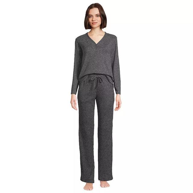 Womens Lands End Cozy Long Sleeve Pajama Top & Pajama Pants Sleep Set Product Image