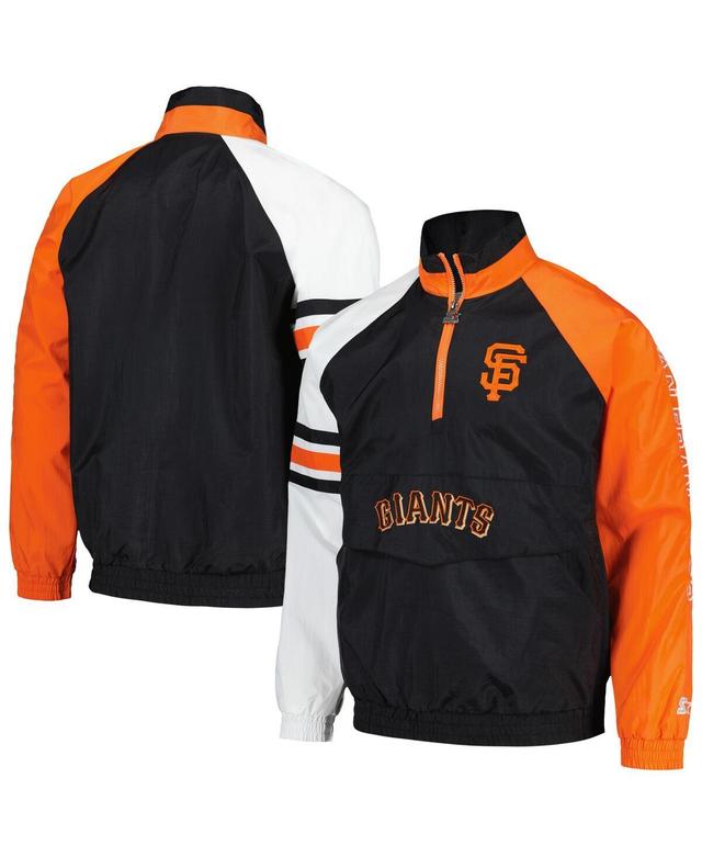 Mens Starter Black San Francisco Giants Elite Raglan Half-Zip Jacket - Black Product Image