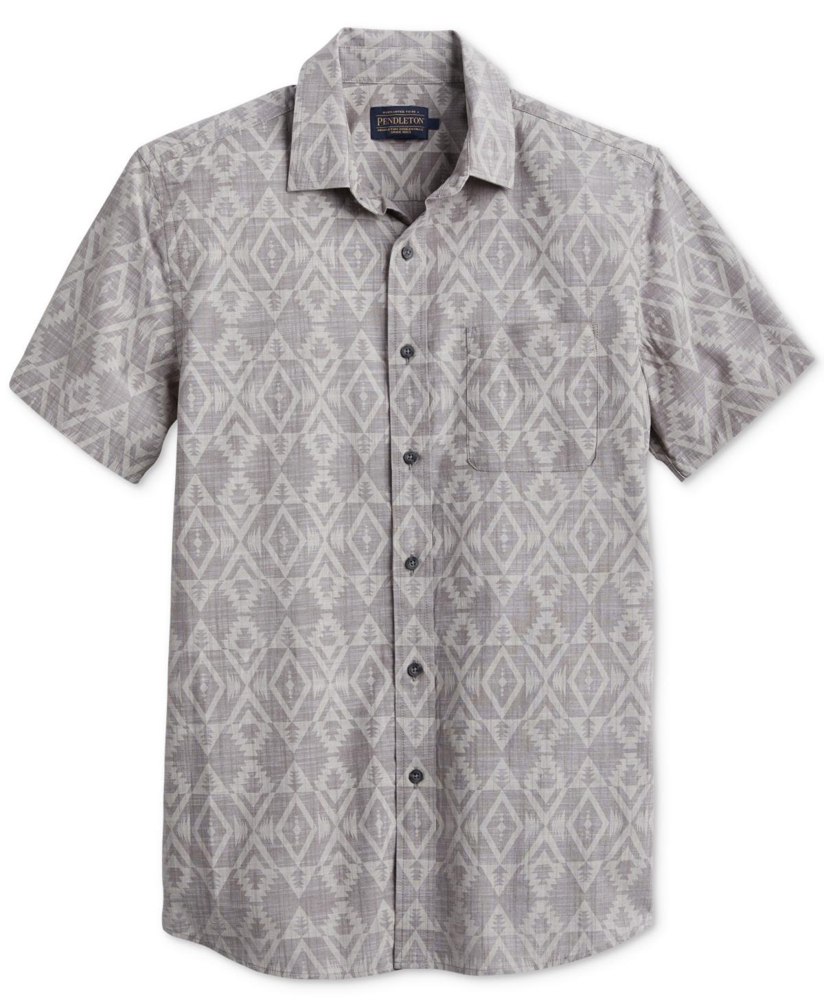 Pendleton Mens Deacon Chambray Tile Print Short Sleeve Button-Front Shirt Product Image