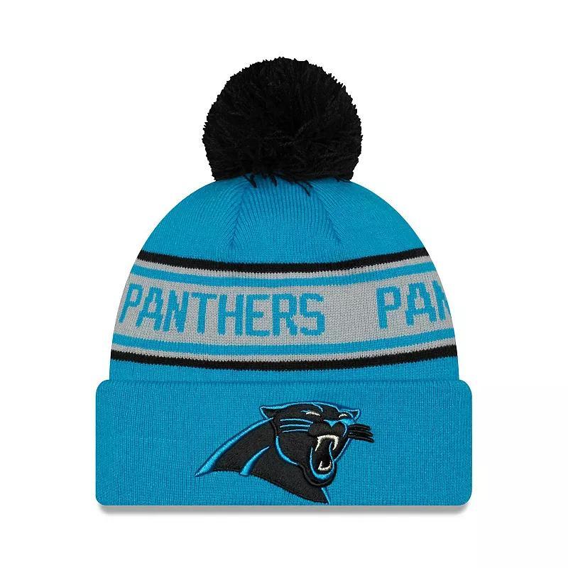 Mens New Era Carolina Panthers Repeat Cuffed Knit Hat with Pom Product Image