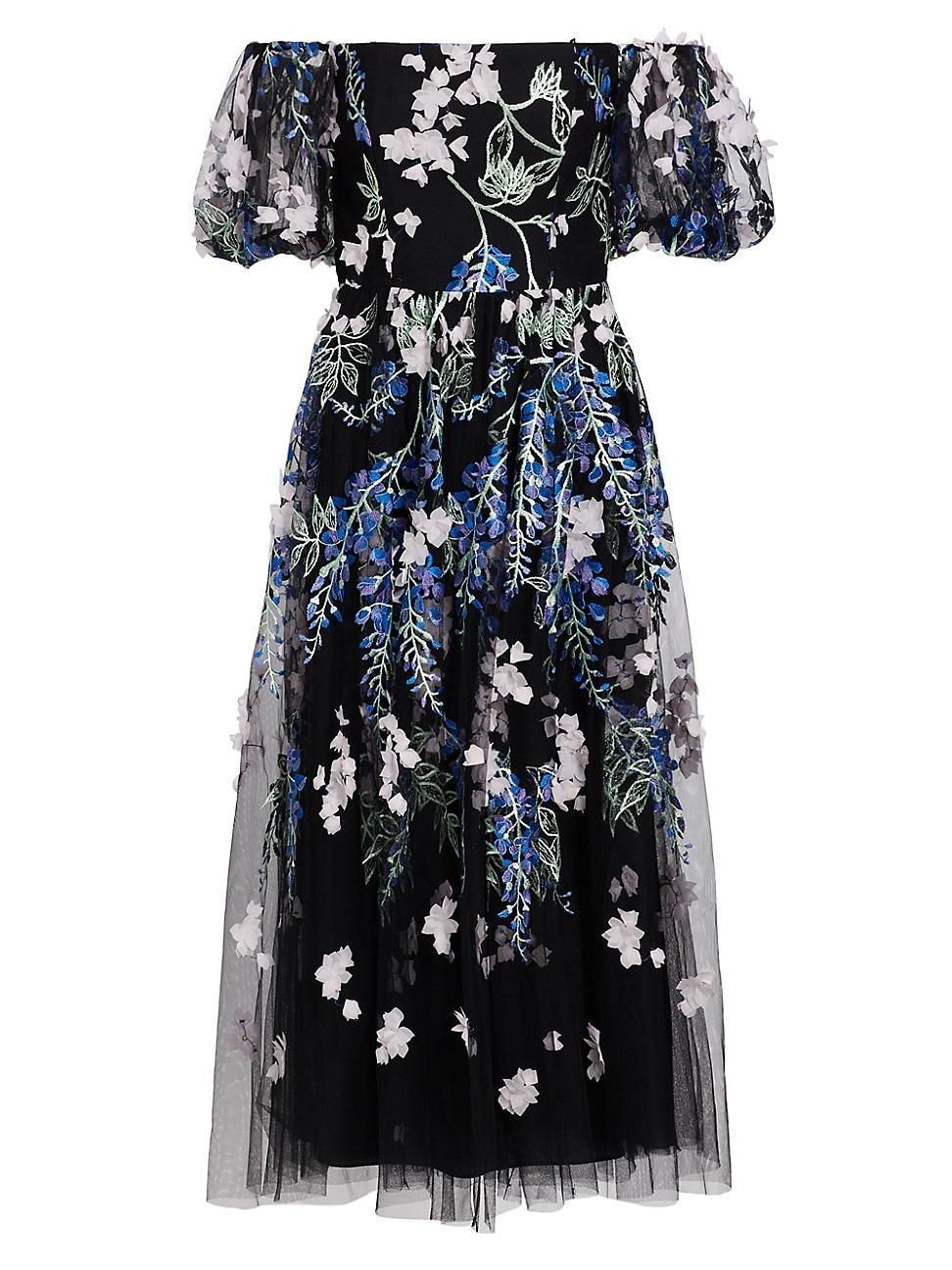 Womens Floral Off-The-Shoulder Midi-Dress Product Image