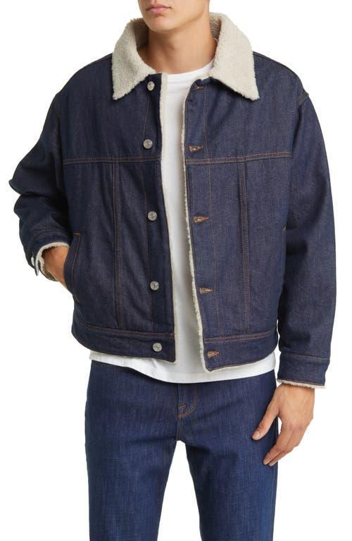 FRAME High Pile Fleece Lined Denim Trucker Jacket Product Image