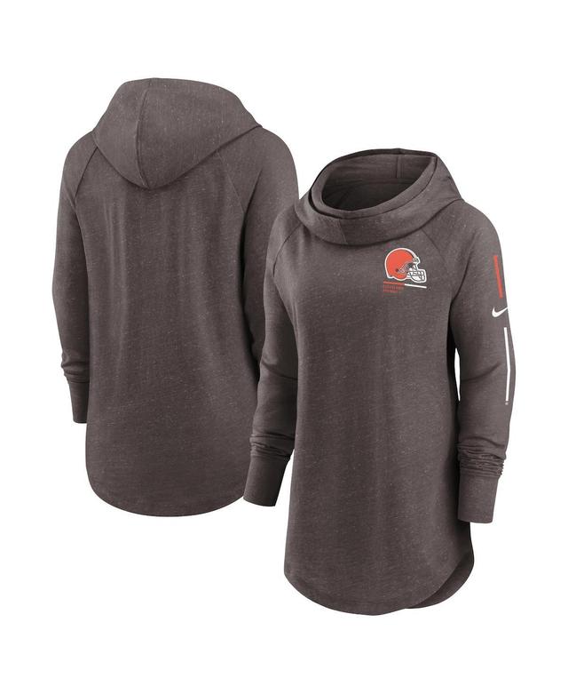 Womens Nike Heathered Brown Cleveland Browns Minimal Statement Raglan Funnel Neck Pullover Hoodie Product Image