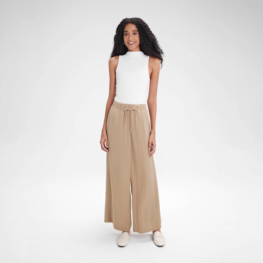 Womens High-Rise Wide Leg Pull-On Pants - A New Day Khaki XL Product Image