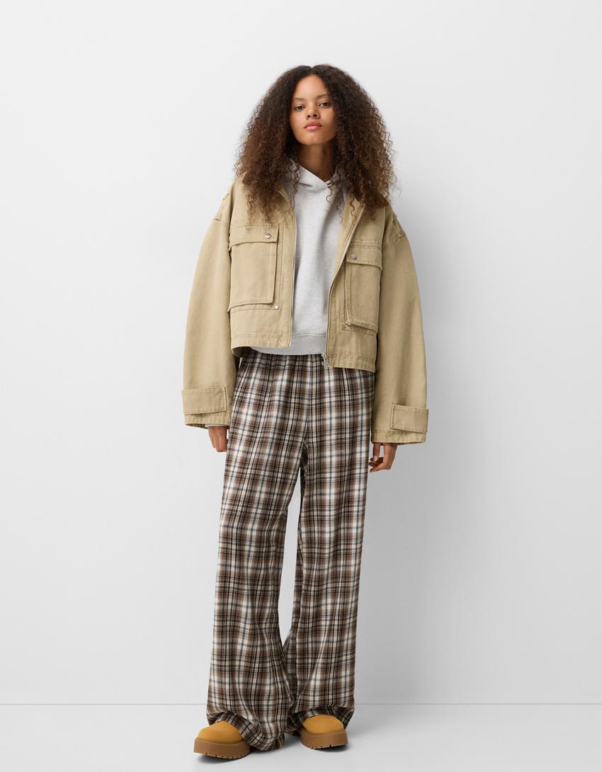 Straight fit plaid pants Product Image