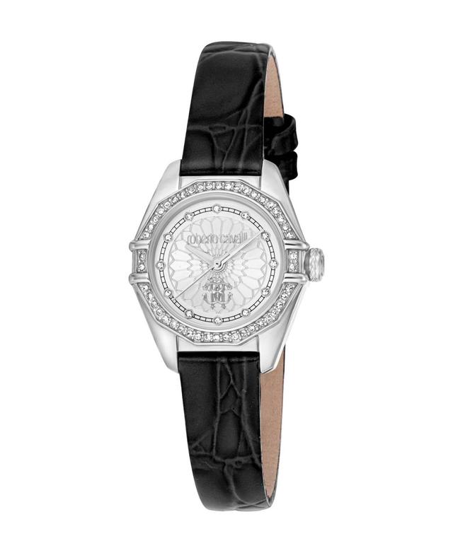 Roberto Cavalli Womens Quartz Black Leather Watch 26mm - Silver Product Image