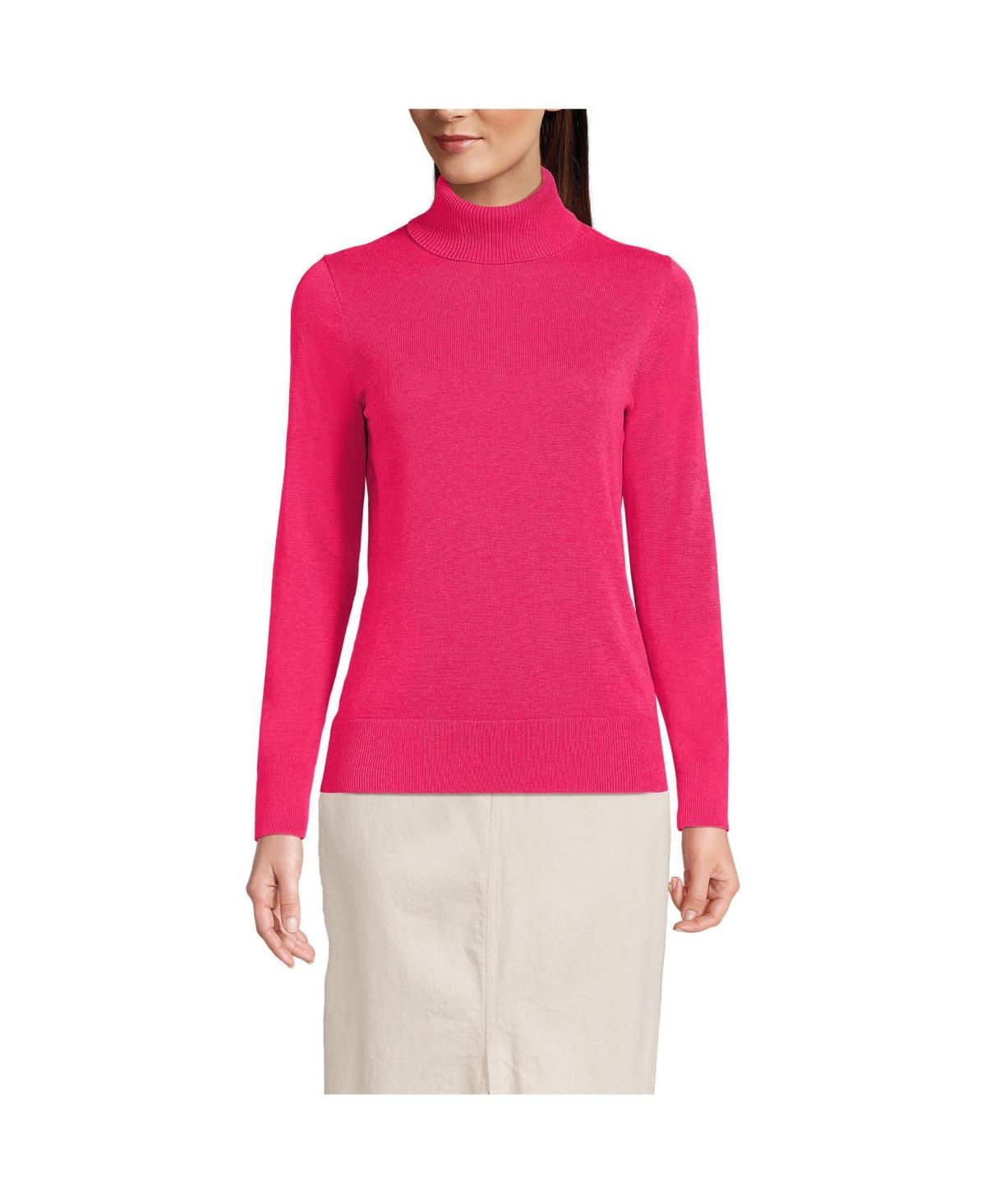 Lands End Womens Fine Gauge Cotton Turtleneck Sweater Product Image