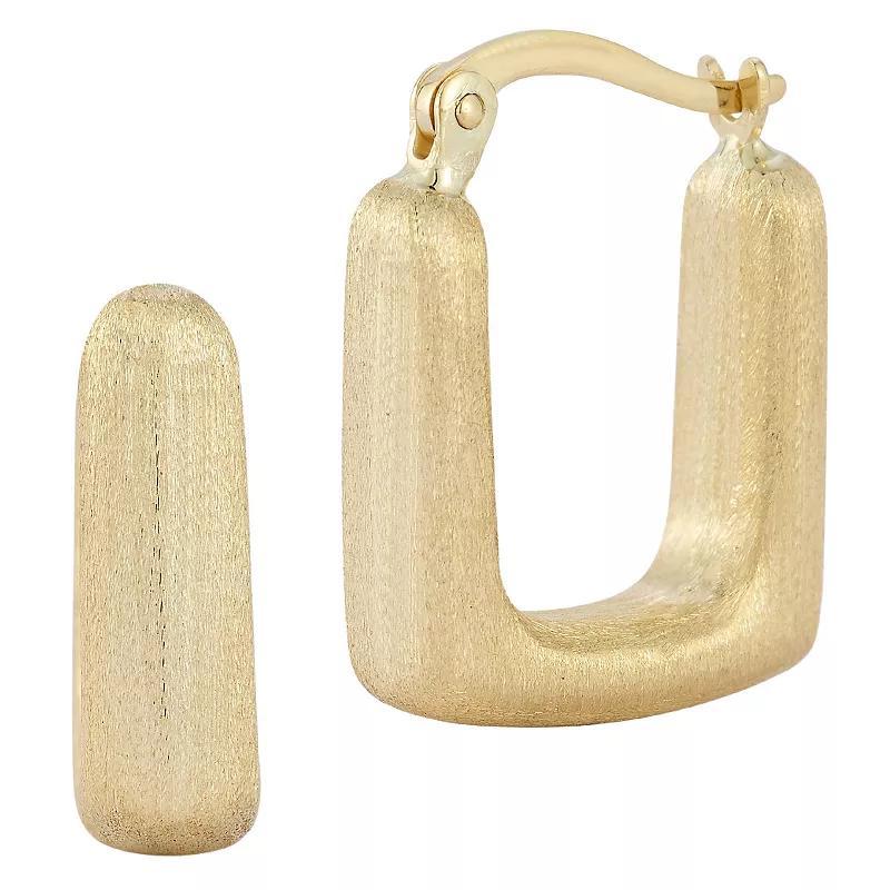 LUMINOR GOLD 14k Gold Bold Satin Square Hoop Earrings, Womens Product Image