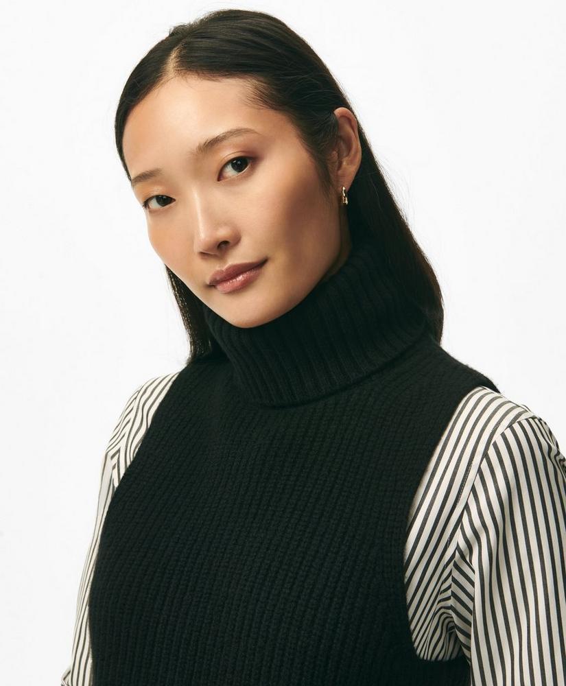 Sleeveless Ribbed Turtleneck Sweater in Wool-Cashmere Product Image