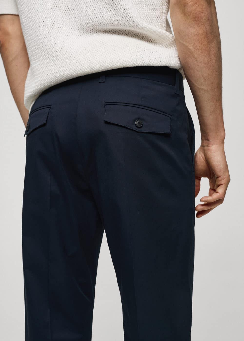 Mango Mens Regular Fit Structure Cotton Trousers Product Image