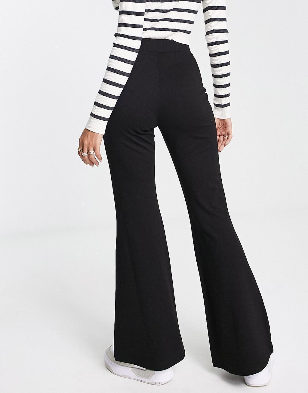 Monki jersey flared pants in black Product Image