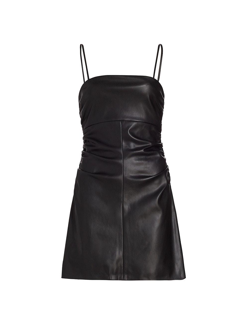 Womens Ruched Faux Leather Minidress Product Image