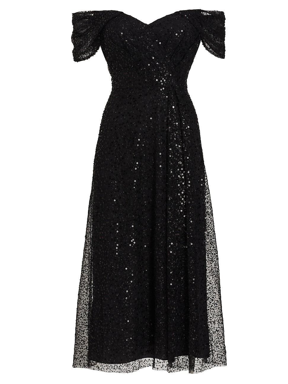 Womens Sequin Mesh Midi-Dress Product Image