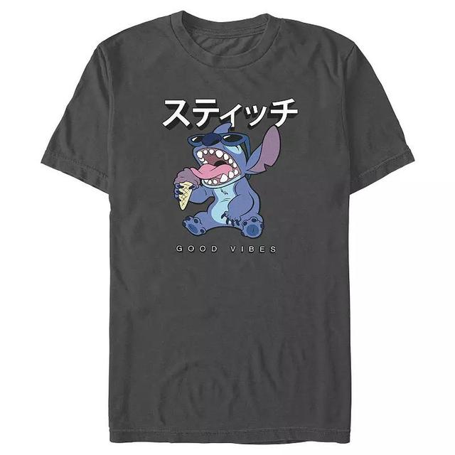 Disneys Lilo & Stitch Good Vibes Ice Cream Stitch Mens Graphic Tee Grey Product Image