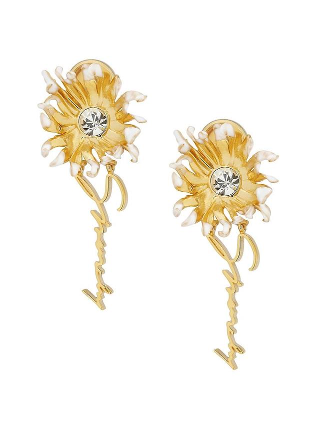 Womens Daisy Earrings In Metal And Enamel With Crystal Product Image